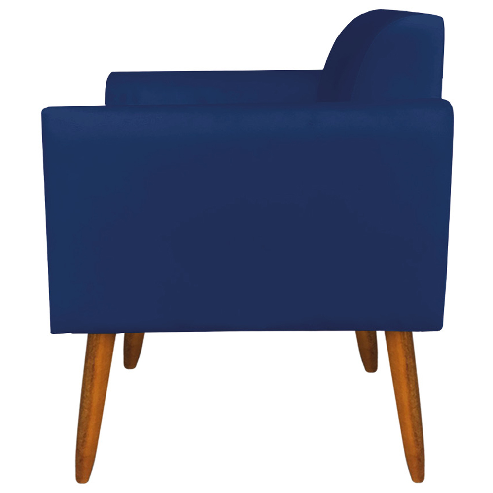 Kit 02 Poltronas Decorativas Isabella Pés Palito Madeira Suede Azul Marinho G19 - Gran Belo