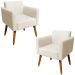 Kit 02 Poltronas Decorativas Isabella Pés Palito Madeira Suede Bege G19 - Gran Belo