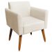 Kit 02 Poltronas Decorativas Isabella Pés Palito Madeira Suede Bege G19 - Gran Belo