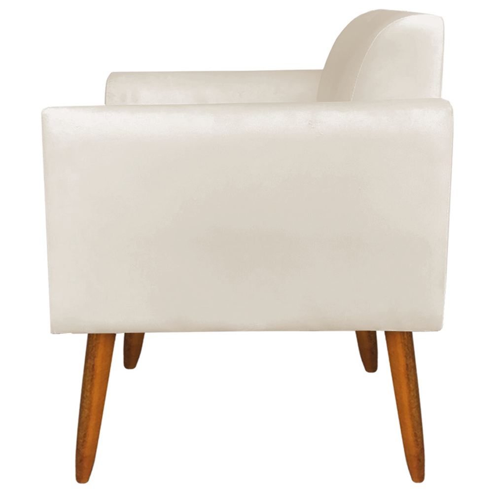 Kit 02 Poltronas Decorativas Isabella Pés Palito Madeira Suede Bege G19 - Gran Belo