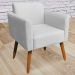 Kit 02 Poltronas Decorativas Isabella Pés Palito Madeira Suede Cinza G19 - Gran Belo