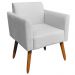 Kit 02 Poltronas Decorativas Isabella Pés Palito Madeira Suede Cinza G19 - Gran Belo