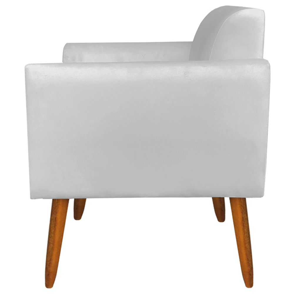 Kit 02 Poltronas Decorativas Isabella Pés Palito Madeira Suede Cinza G19 - Gran Belo