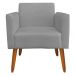 Kit 02 Poltronas Decorativas Isabella Pés Palito Madeira Suede Grafite G19 - Gran Belo