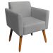 Kit 02 Poltronas Decorativas Isabella Pés Palito Madeira Suede Grafite G19 - Gran Belo