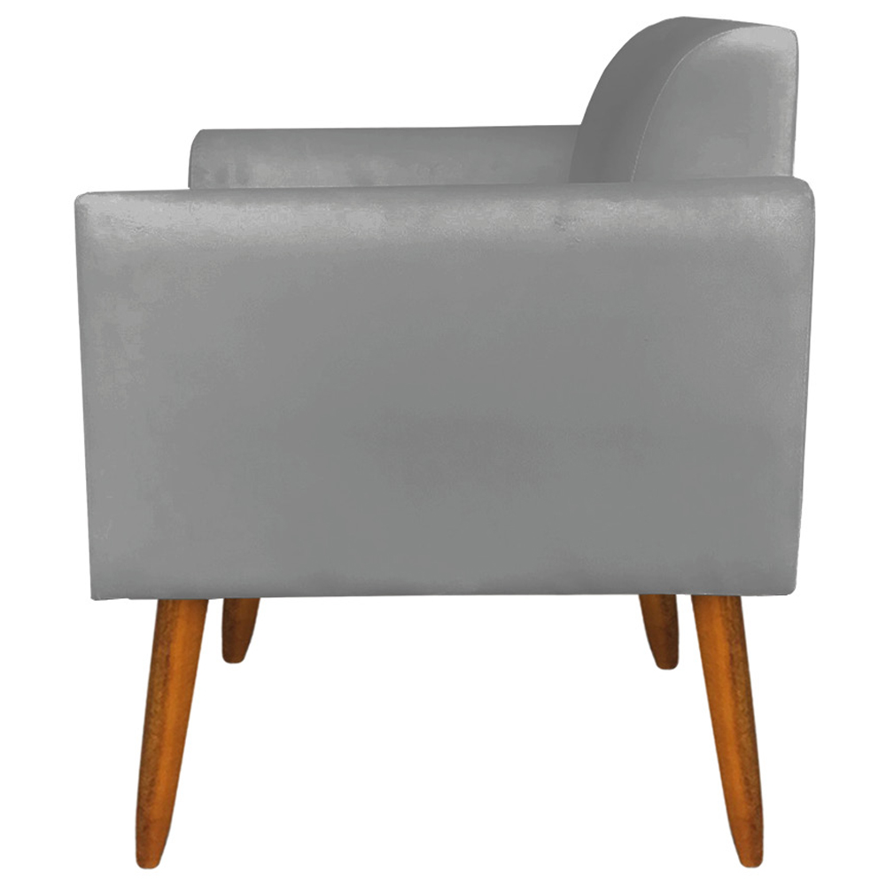 Kit 02 Poltronas Decorativas Isabella Pés Palito Madeira Suede Grafite G19 - Gran Belo