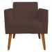 Kit 02 Poltronas Decorativas Isabella Pés Palito Madeira Suede Marrom G19 - Gran Belo
