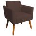 Kit 02 Poltronas Decorativas Isabella Pés Palito Madeira Suede Marrom G19 - Gran Belo