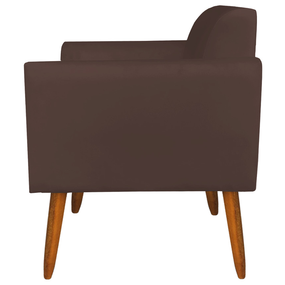 Kit 02 Poltronas Decorativas Isabella Pés Palito Madeira Suede Marrom G19 - Gran Belo