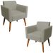 Kit 02 Poltronas Decorativas Isabella Pés Palito Madeira Suede Nude G19 - Gran Belo