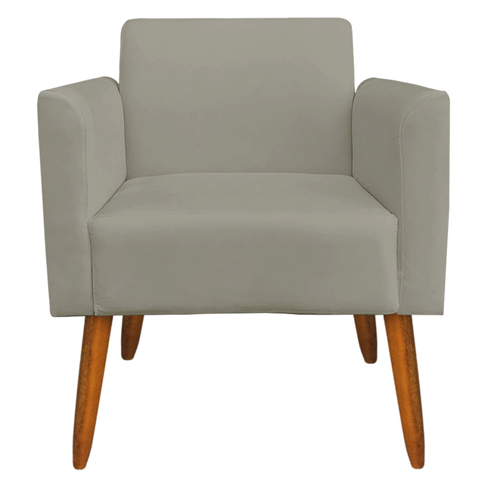 Kit 02 Poltronas Decorativas Isabella Pés Palito Madeira Suede Nude G19 - Gran Belo