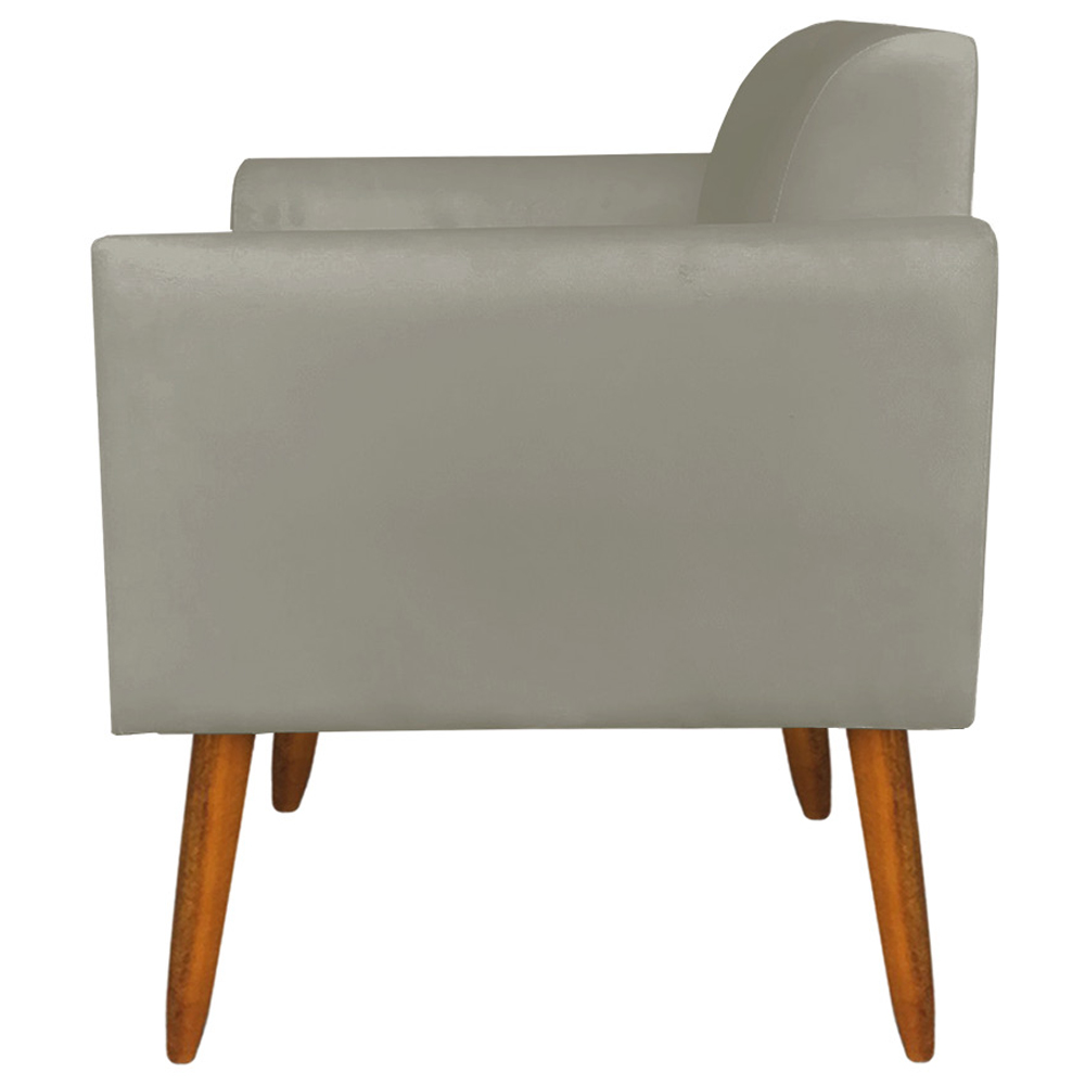 Kit 02 Poltronas Decorativas Isabella Pés Palito Madeira Suede Nude G19 - Gran Belo