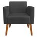 Kit 02 Poltronas Decorativas Isabella Pés Palito Madeira Suede Preto G19 - Gran Belo