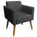 Kit 02 Poltronas Decorativas Isabella Pés Palito Madeira Suede Preto G19 - Gran Belo