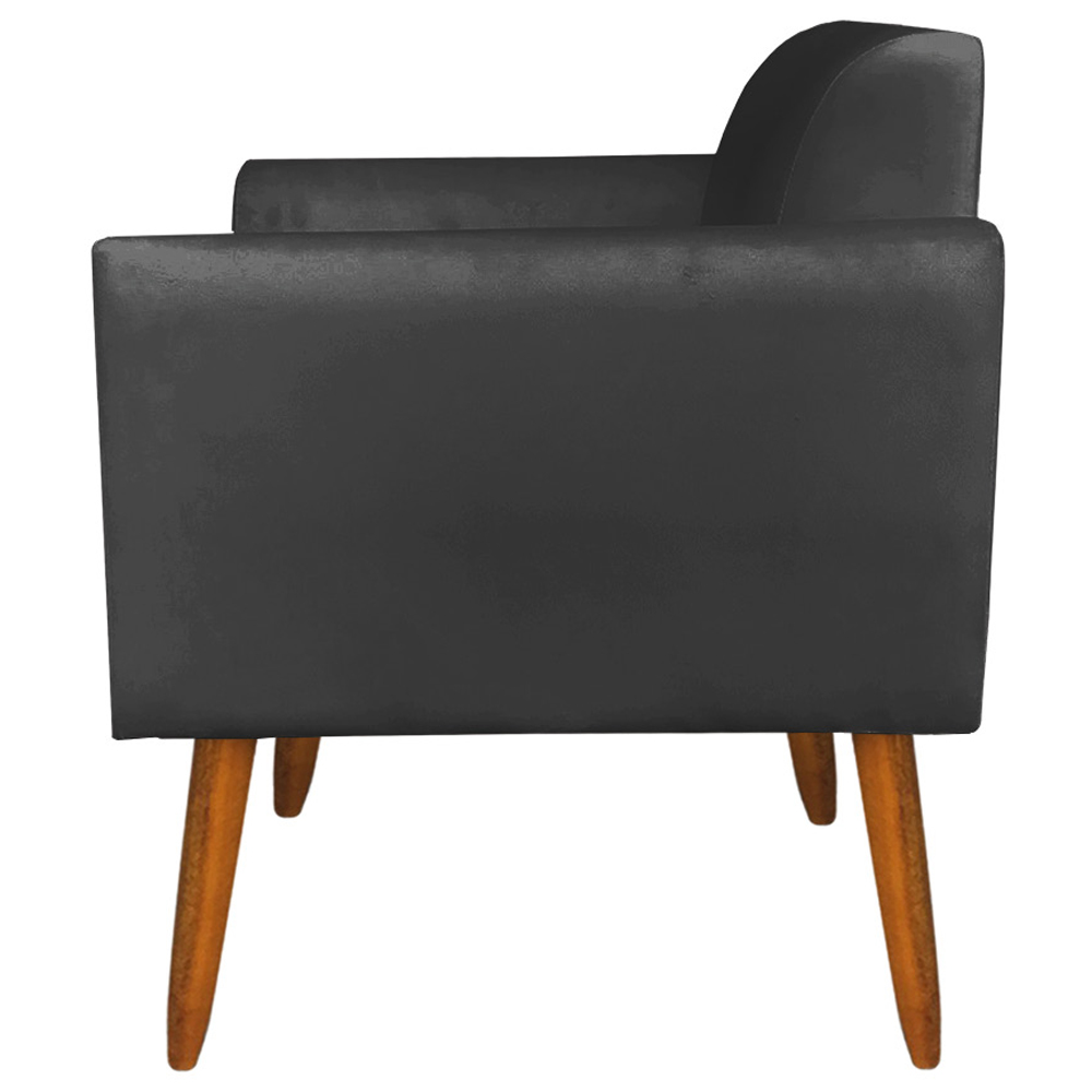 Kit 02 Poltronas Decorativas Isabella Pés Palito Madeira Suede Preto G19 - Gran Belo