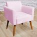 Kit 02 Poltronas Decorativas Isabella Pés Palito Madeira Suede Rosa Bebê G19 - Gran Belo