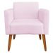 Kit 02 Poltronas Decorativas Isabella Pés Palito Madeira Suede Rosa Bebê G19 - Gran Belo