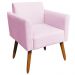 Kit 02 Poltronas Decorativas Isabella Pés Palito Madeira Suede Rosa Bebê G19 - Gran Belo
