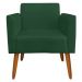 Kit 02 Poltronas Decorativas Isabella Pés Palito Madeira Suede Verde G19 - Gran Belo