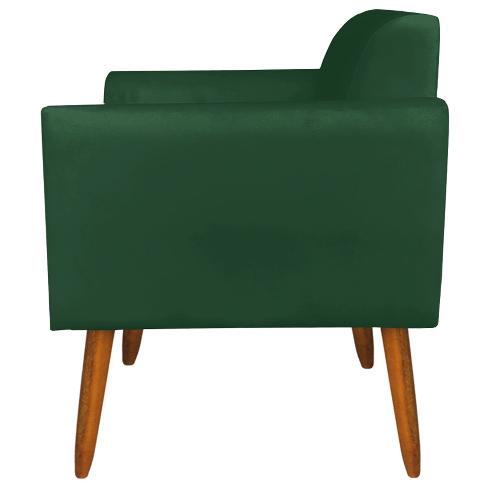 Kit 02 Poltronas Decorativas Isabella Pés Palito Madeira Suede Verde G19 - Gran Belo