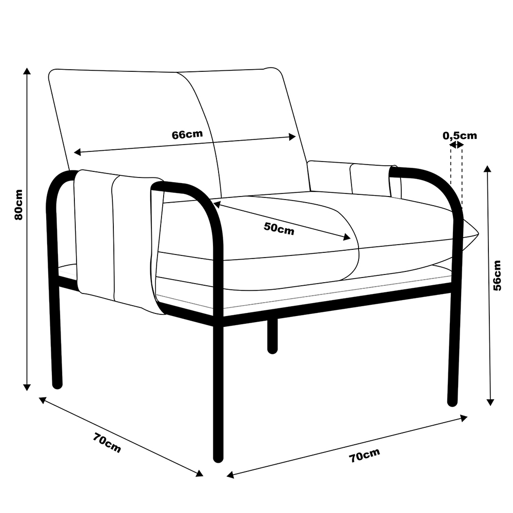 Kit 02 Poltronas Decorativas Pablo Couro OffWhite/Café G34 - Gran Belo