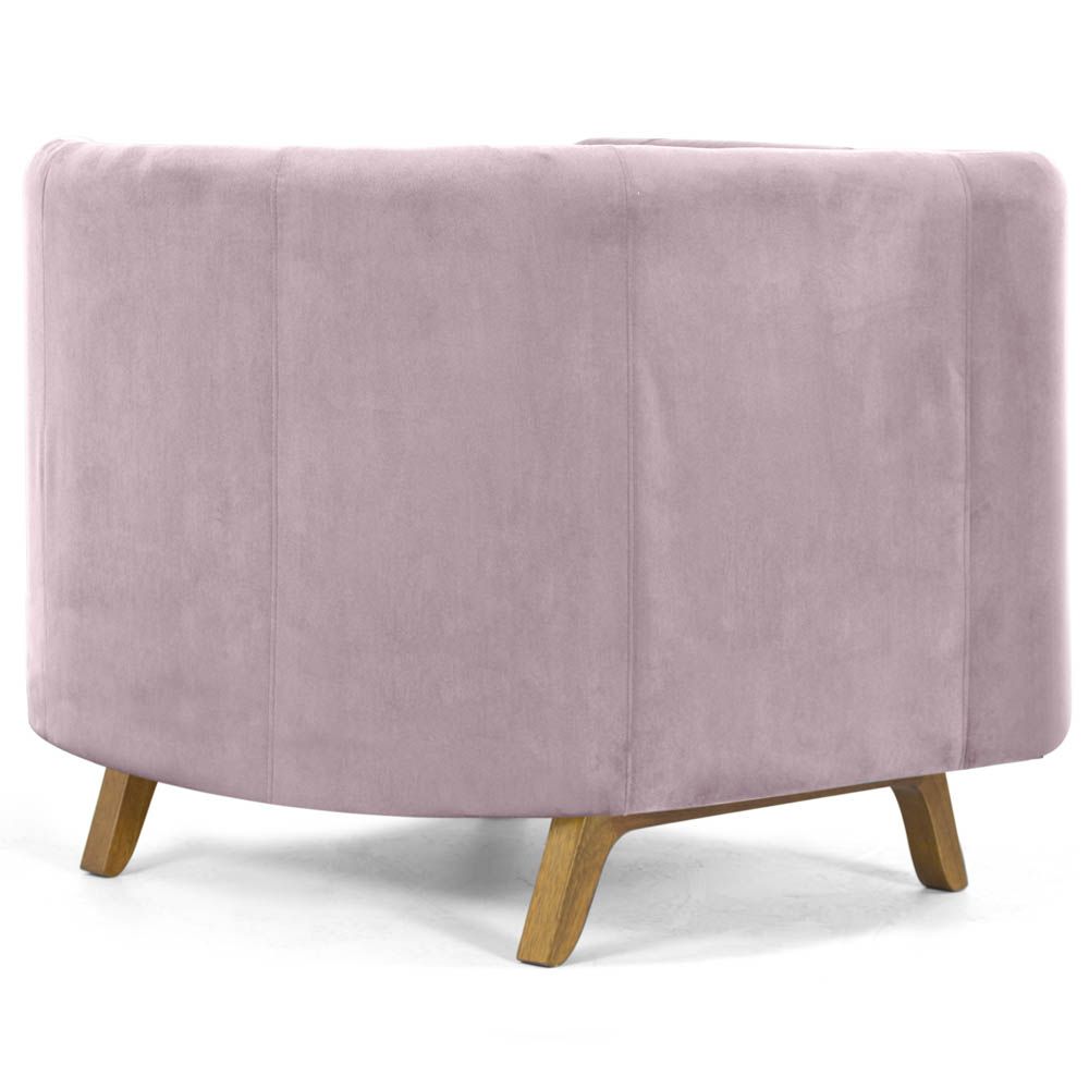 Kit 02 Poltronas Decorativas Para Sala de Estar Base de Madeira Ferrara Veludo Rosê G15 - Gran Belo