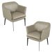 Kit 02 Poltronas Decorativas Rosalie Couro Bege G34 - Gran Belo
