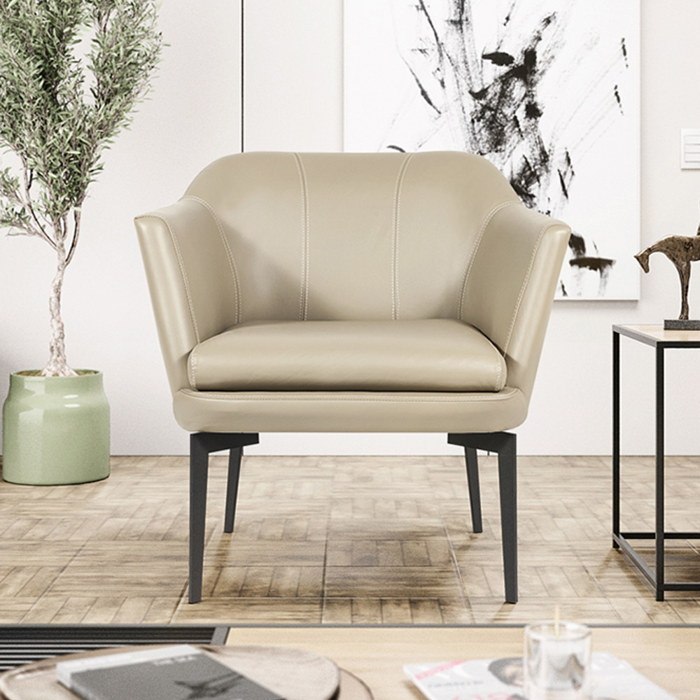 Kit 02 Poltronas Decorativas Rosalie Couro Bege G34 - Gran Belo