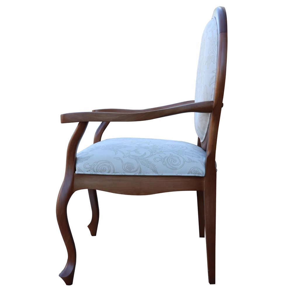 Kit 02 Poltronas Decorativas Sala de Estar Base Madeira Maciça Adrie Sarja Bege/Amêndoa Mel G36 - Gran Belo
