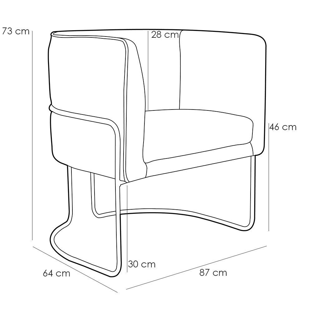 Kit 02 Poltronas Decorativas Sala de Estar Base de Aço Preto Nix Linho Creme - Gran Belo