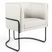 Kit 02 Poltronas Decorativas Sala de Estar Base de Aço Preto Nix Linho Creme - Gran Belo