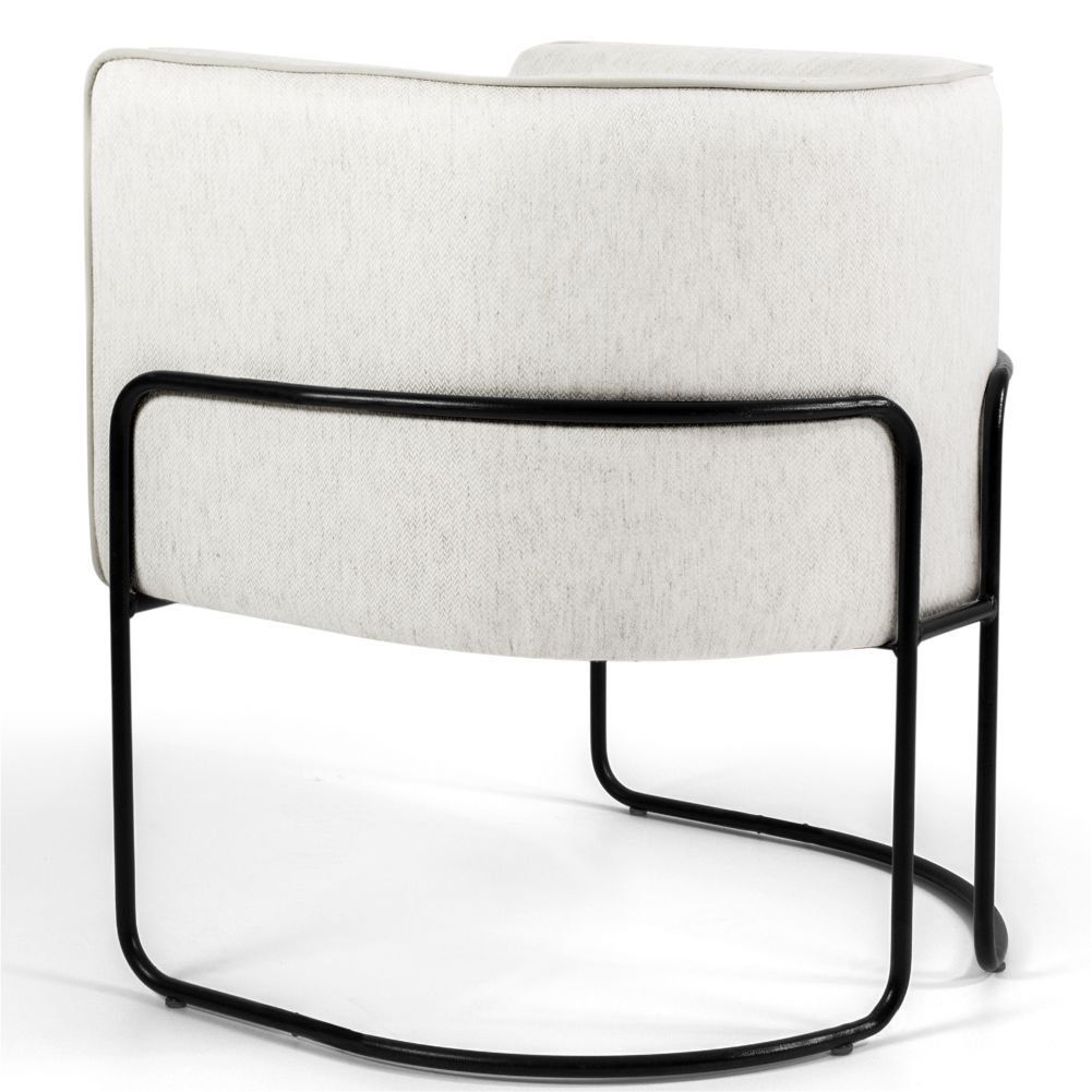 Kit 02 Poltronas Decorativas Sala de Estar Base de Aço Preto Nix Linho Creme - Gran Belo