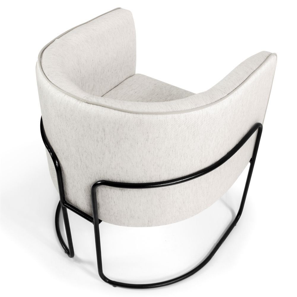 Kit 02 Poltronas Decorativas Sala de Estar Base de Aço Preto Nix Linho Creme - Gran Belo