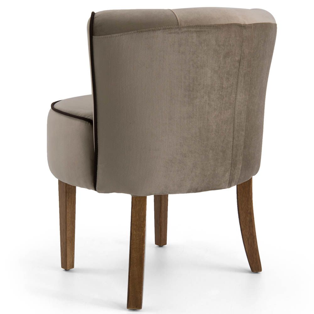 Kit 02 Poltronas Decorativas Sala de Estar Base de Madeira Ayla Veludo Marrom Claro G15 - Gran Belo
