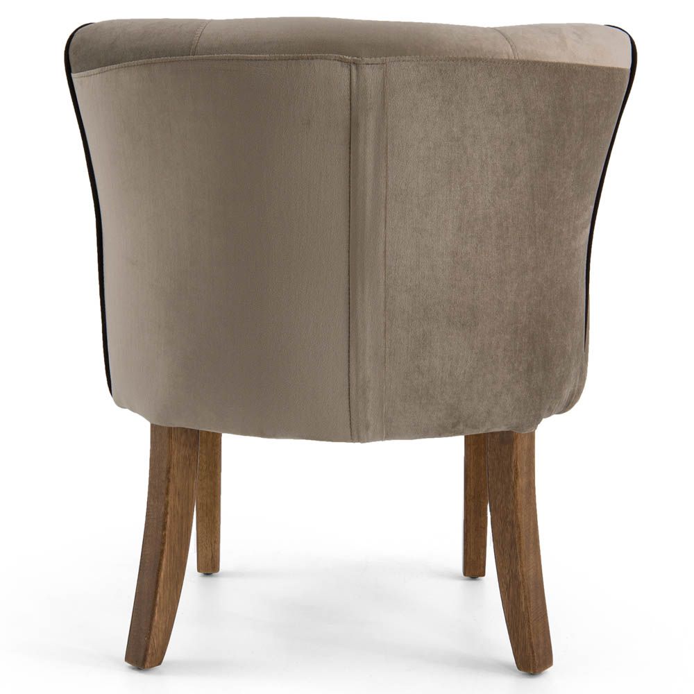 Kit 02 Poltronas Decorativas Sala de Estar Base de Madeira Ayla Veludo Marrom Claro G15 - Gran Belo