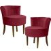 Kit 02 Poltronas Decorativas Sala de Estar Base de Madeira Ayla Veludo Marsala G15 - Gran Belo