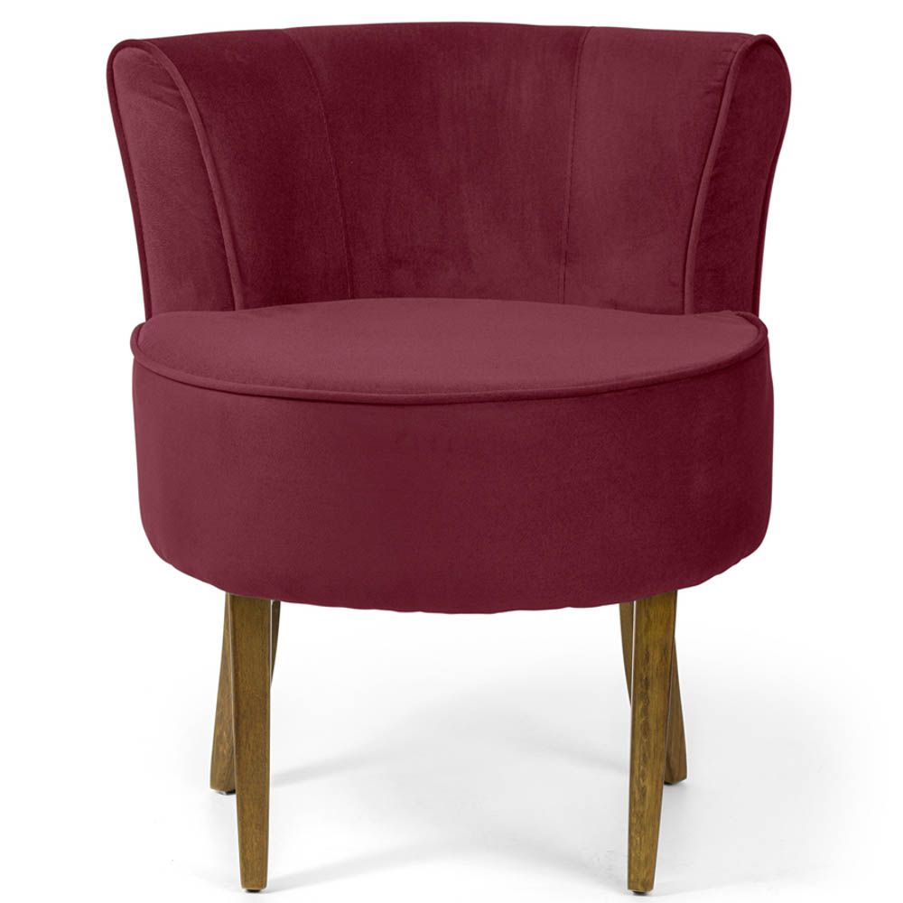 Kit 02 Poltronas Decorativas Sala de Estar Base de Madeira Ayla Veludo Marsala G15 - Gran Belo