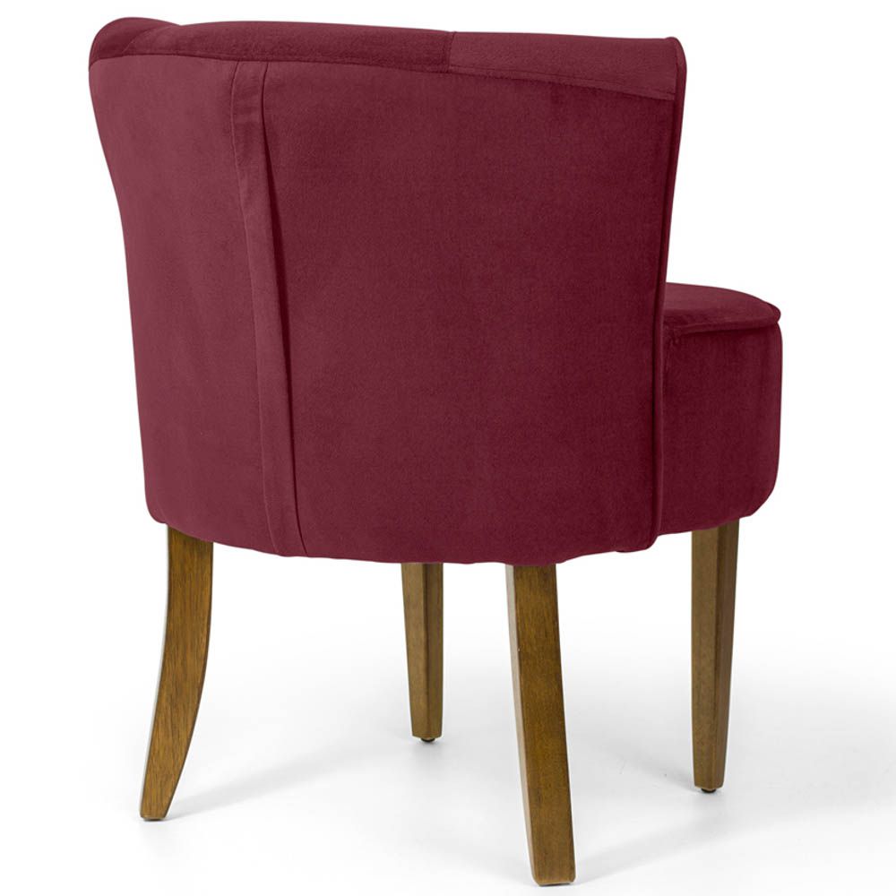 Kit 02 Poltronas Decorativas Sala de Estar Base de Madeira Ayla Veludo Marsala G15 - Gran Belo