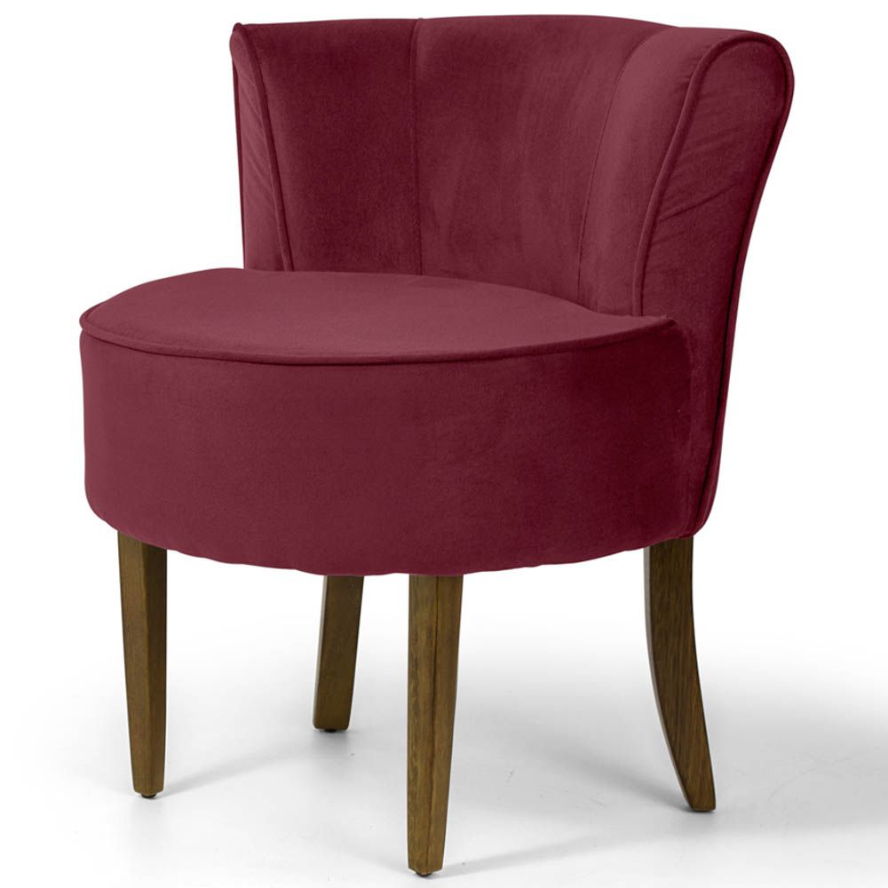 Kit 02 Poltronas Decorativas Sala de Estar Base de Madeira Ayla Veludo Marsala G15 - Gran Belo
