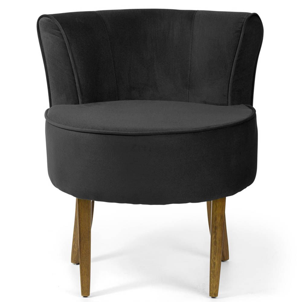 Kit 02 Poltronas Decorativas Sala de Estar Base de Madeira Ayla Veludo Preto G15 - Gran Belo