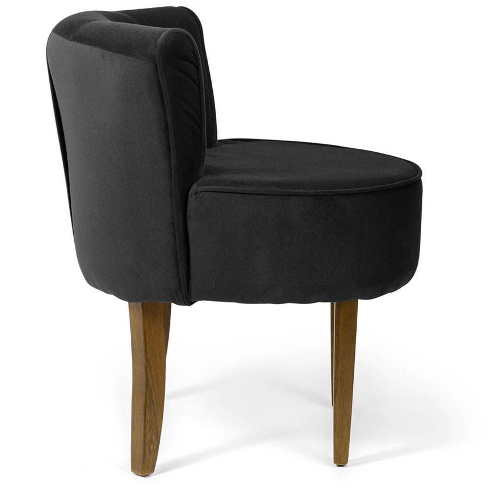 Kit 02 Poltronas Decorativas Sala de Estar Base de Madeira Ayla Veludo Preto G15 - Gran Belo