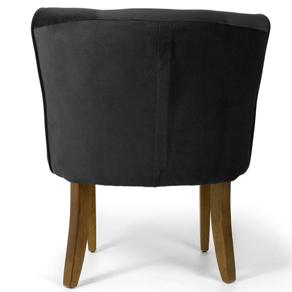 Kit 02 Poltronas Decorativas Sala de Estar Base de Madeira Ayla Veludo Preto G15 - Gran Belo