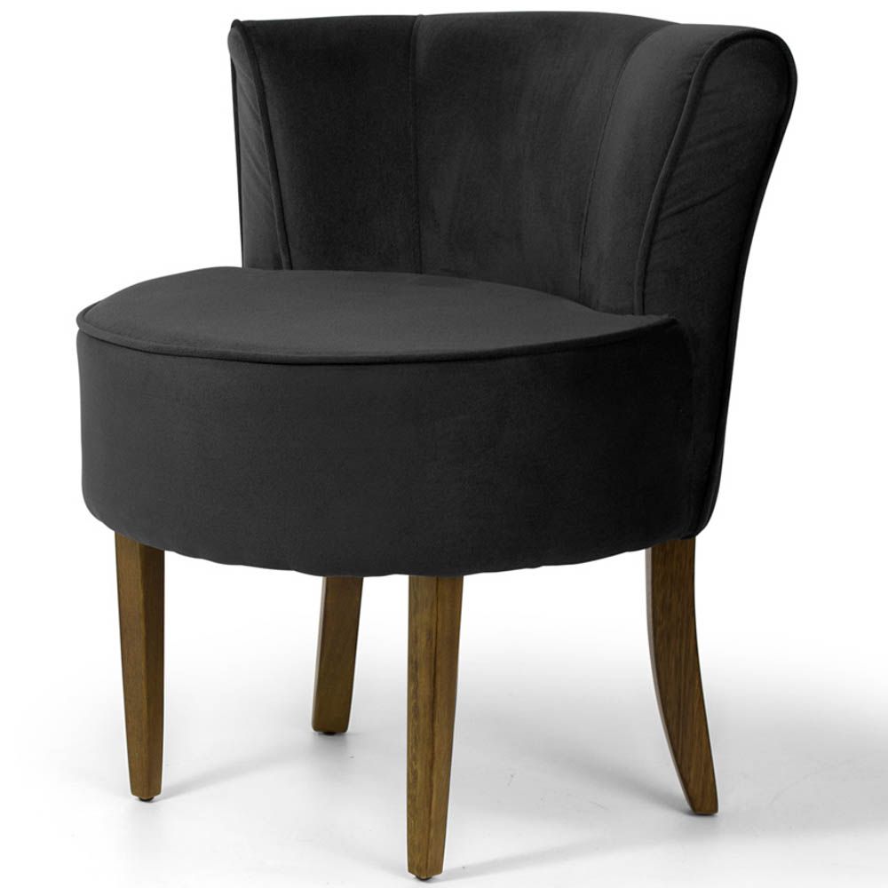 Kit 02 Poltronas Decorativas Sala de Estar Base de Madeira Ayla Veludo Preto G15 - Gran Belo