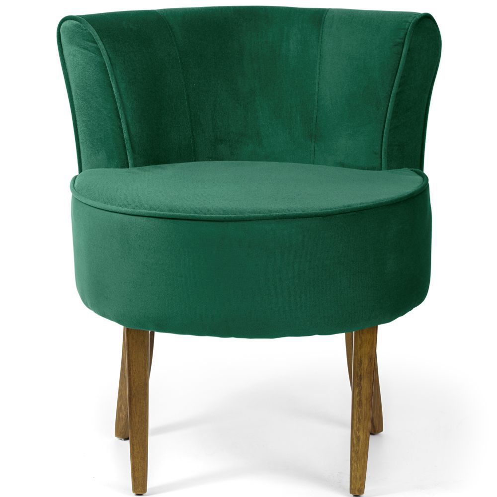Kit 02 Poltronas Decorativas Sala de Estar Base de Madeira Ayla Veludo Verde - Gran Belo