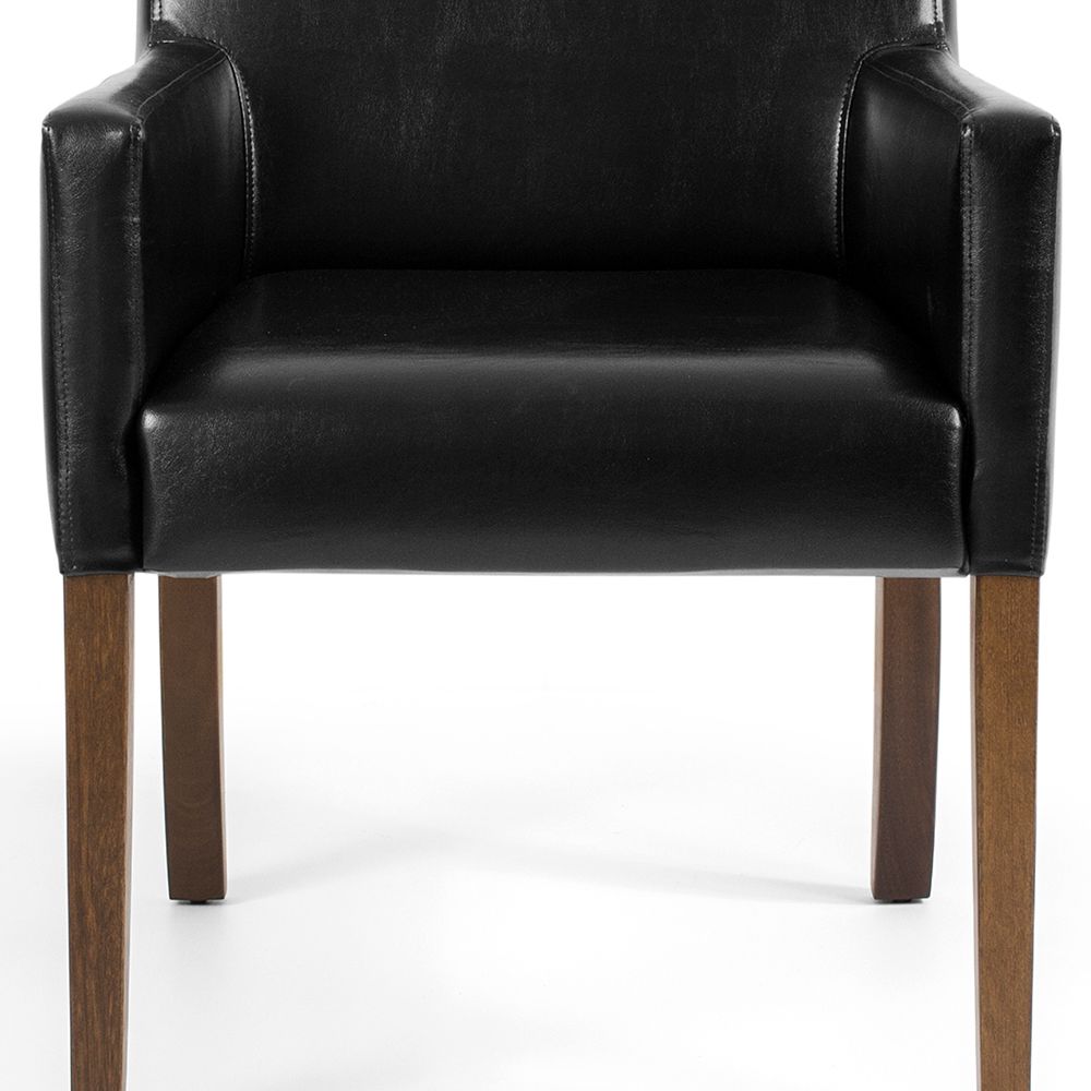 Kit 02 Poltronas Decorativas Sala de Estar Base de Madeira Liverpool Couríssimo Preto - Gran Belo