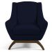 Kit 02 Poltronas Decorativas Sala de Estar Base de Madeira Naomi Veludo Azul Marinho G15 - Gran Belo