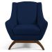 Kit 02 Poltronas Decorativas Sala de Estar Base de Madeira Naomi Veludo Azul Oxford G15 - Gran Belo