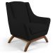 Kit 02 Poltronas Decorativas Sala de Estar Base de Madeira Naomi Veludo Preto G15 - Gran Belo