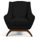 Kit 02 Poltronas Decorativas Sala de Estar Base de Madeira Naomi Veludo Preto G15 - Gran Belo