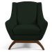 Kit 02 Poltronas Decorativas Sala de Estar Base de Madeira Naomi Veludo Verde Musgo - Gran Belo